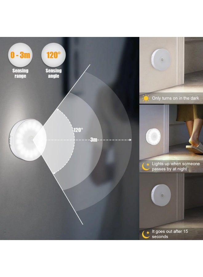 6 Pack Wireless Motion Sensor Lights, 8 LEDs Type-C Rechargeable Magnetic Light for Cabinet, Kitchen, Stairs, Wall, White - Image 4